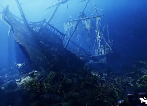 水下沉船环境 - Underwater Sunken Ship Environment ( Underwater Sunken Ship Ship Underwater )