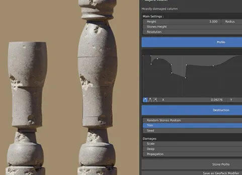 Blender资产 石柱生成器柱子建筑罗马 Stone Column Generator for BagaPie