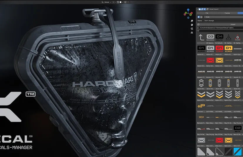 blender插件 Xdecal Manager 1.0.4 拖拽式贴花管理工具