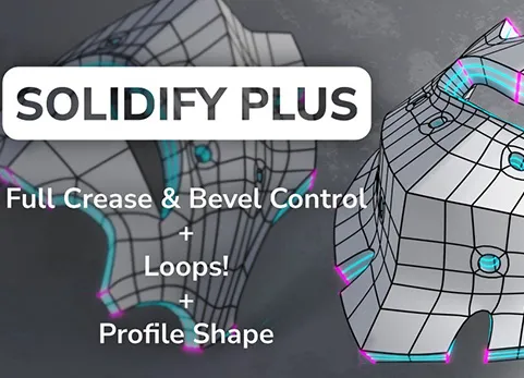blender实体化修改器均匀厚度自定义轮廓 - Solidify Plus v1.1