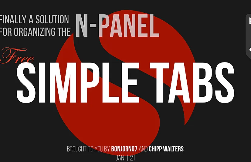 Blender插件 Simple Tabs 1.24 N面板管理侧边栏标签