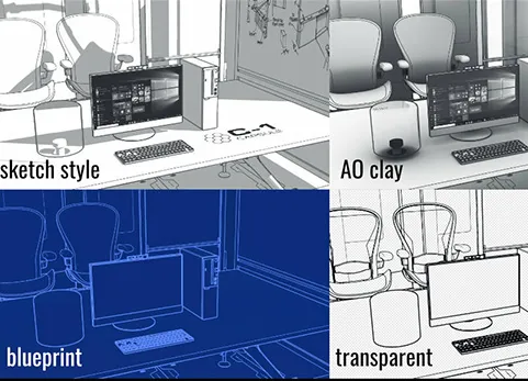 Blender插件 Simple Sketch Pro v1.1 简单素描蓝图渲染插图线条草图