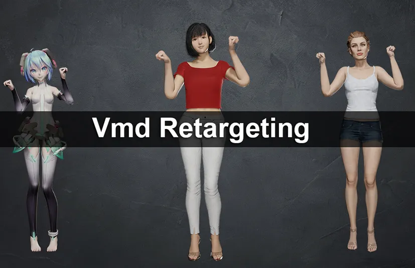 Blender插件 三维模型动作重新定位工具 Vmd Retargeting v1.24.2