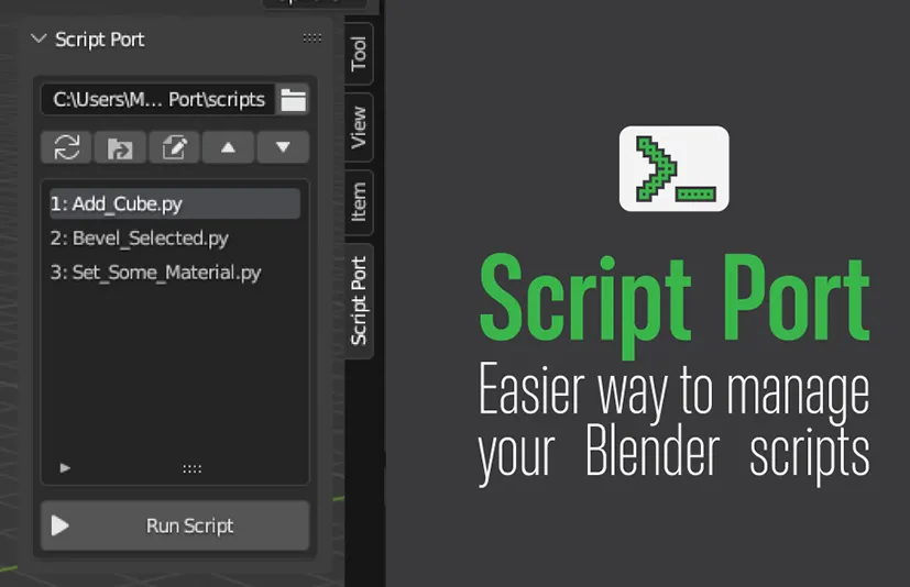 在Blender中管理Python脚本 Script Port v1.0