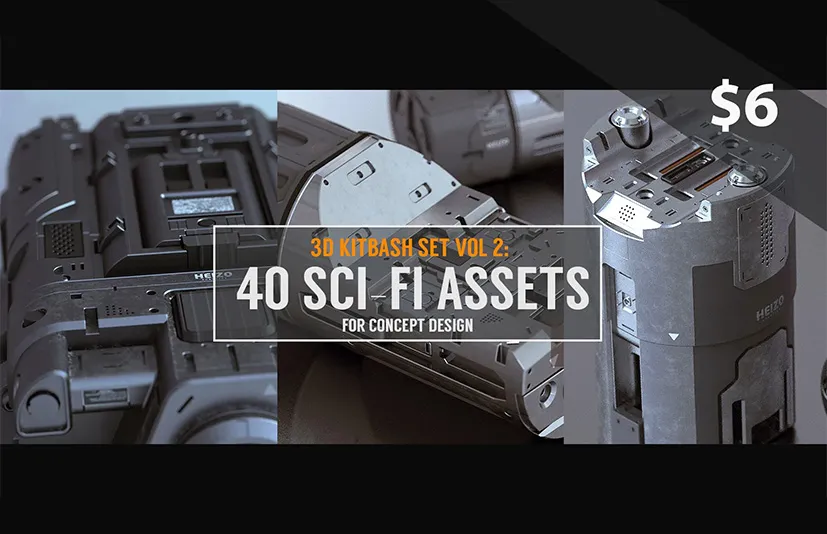 科幻模型 - Kitbash Set Vol 2: 40 Sci-Fi Assets