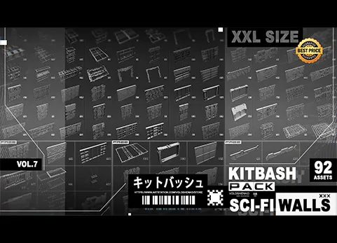 科幻墙 - Sci-Fi walls Kitbash Pack_92+ Vol.7