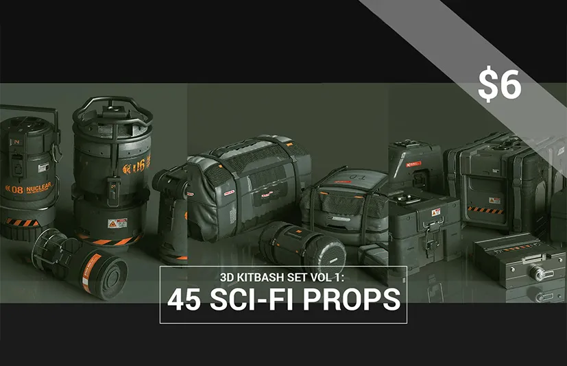科幻道具 - Kitbash Set Vol 1 45 Sci-Fi Props