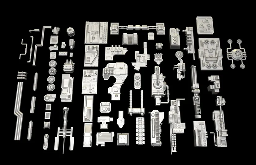 科幻硬表面模型 - greeble and sci fi pieces 3D model