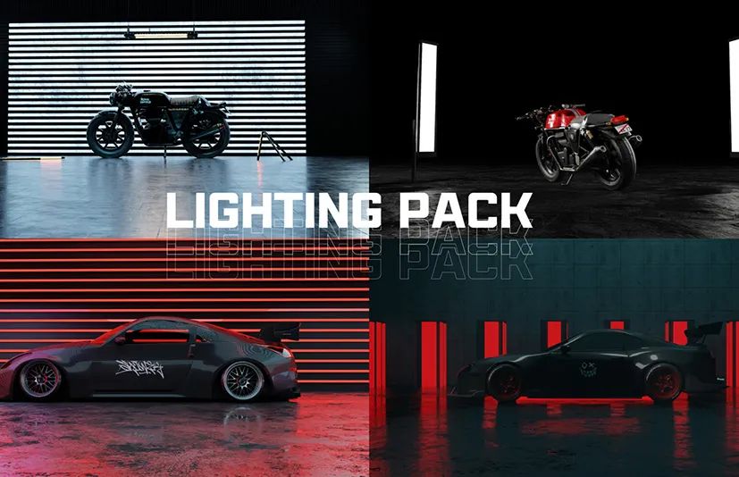 灯光场景包 - Lighting Studio Pack 3D Blender File (Textured) + (FBX - OBJ - MTL Files)