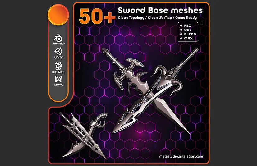 50+剑武器基础包 - 50 Sword Base Mesh