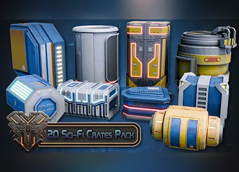 大型风格化科幻原型包 - Blender & Unreal Engine Massive Stylized Sci-Fi Crate Pack