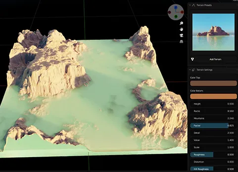 Blender-快速程序化地形与水体插件 Quick Procedural Terrain & Water Addon