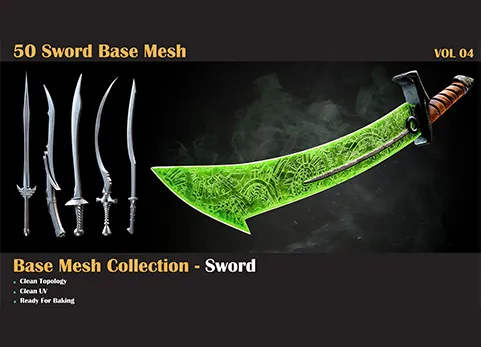 Blender 50个基础剑模型 - 50 Sword Base Mesh - VOL 05  Game Ready