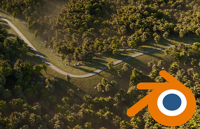 高度模块化的森林道路场景 Highly Modular Forest Road Scene (Blender & Cycles Exclusive)