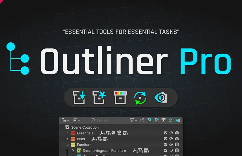Blender插件 Outliner Pro v0.11 专业大纲编辑器组装管理对象集合