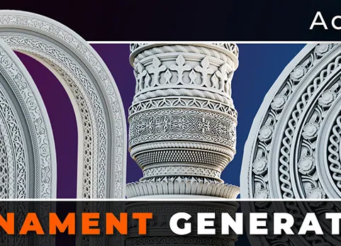 Blender插件 Ornament Generator 1.1建筑花纹生成器装饰裙围花边