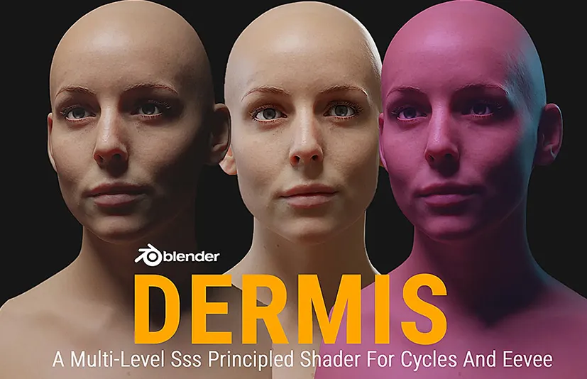 blender简洁多层次SSS皮肤着色器 - Dermis A Multi-Level Sss Principled Shader For Cycles v1.1
