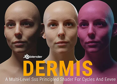blender简洁多层次SSS皮肤着色器 - Dermis A Multi-Level Sss Principled Shader For Cycles v1.1