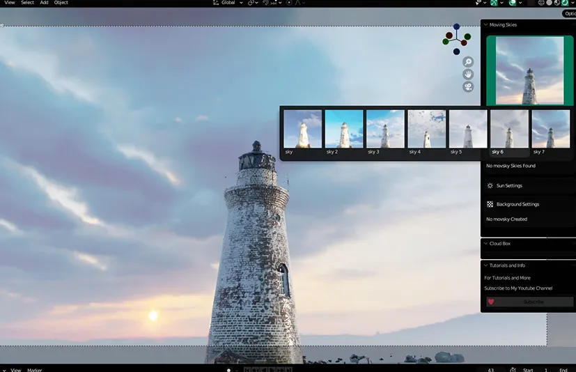 blender移动天空世界hdri环境云层Moving Skies Addon 1.0.7