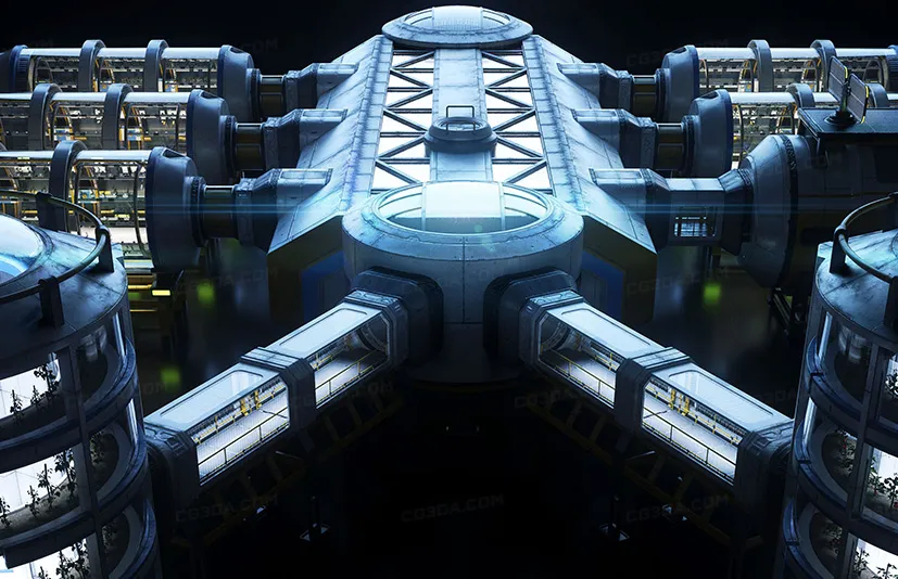 未来火星居住科幻建筑航空模型-Mission to Minerva