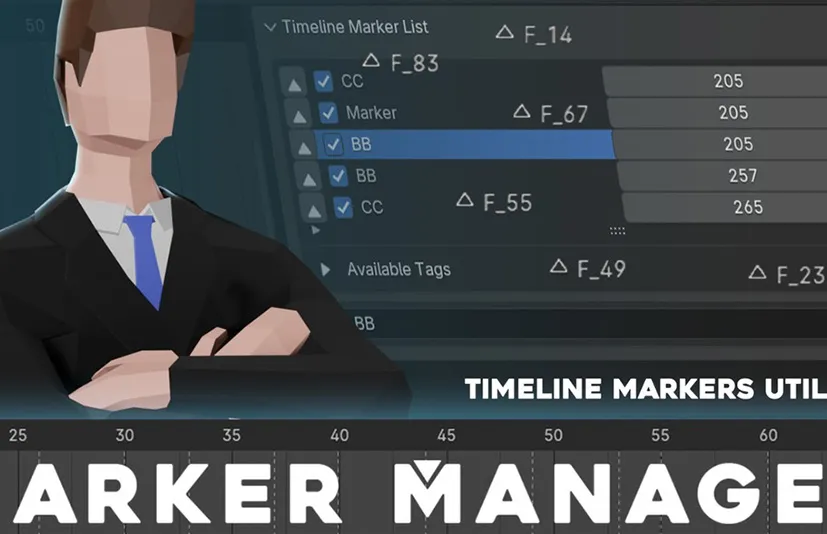 Blender插件 Marker Manager v1.0 时间线轴标记帧动画场景工具