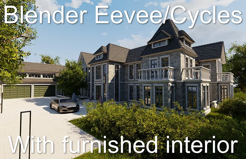 2021年大型宅邸 Blender Eevee 和 Cycles - Large Mansion 2021 Blender Eevee and Cycles 1 3D model