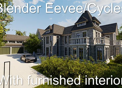 2021年大型宅邸 Blender Eevee 和 Cycles - Large Mansion 2021 Blender Eevee and Cycles 1 3D model
