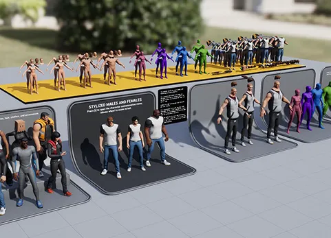 风格化的男性与女性 - 含资源与用户界面 Stylized Males and Females - with assets and UI