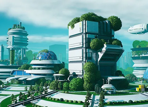 风格化的太阳能朋克城市 Stylized Solarpunk City