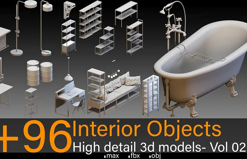 96个家具高精度模型包-96 Interior Objects- Vol 02