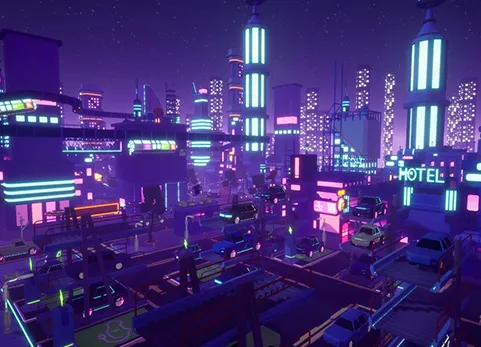 风格化赛博朋克城市 - Stylized Lowpoly Cyberpunk City