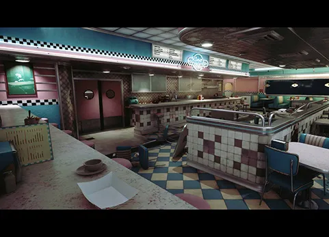 美食餐厅环境场景 Rino's Diner Environment
