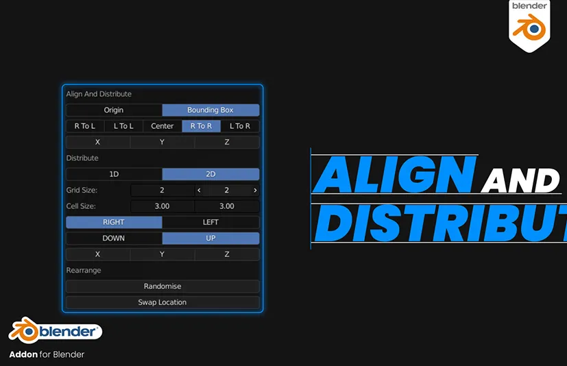 Blender模型对齐分布插件 Align And Distribute v3.0.1