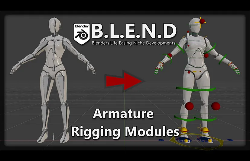 Blender高级骨架FK骨骼IK绑定模块 - Armature Rigging Modules v1.1