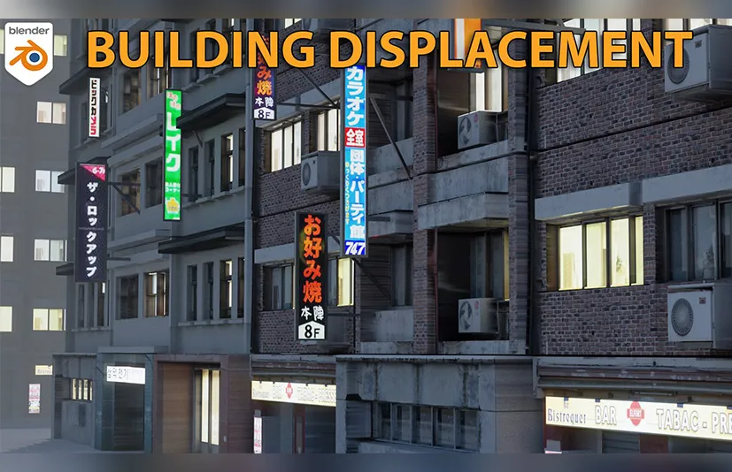Blender建筑位移 游戏资产 - Building Displacement  Game Assets
