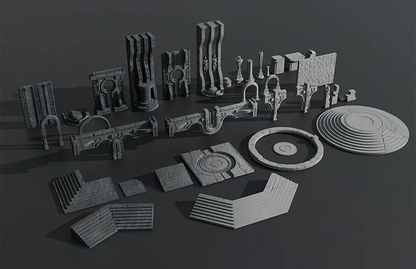 Blender 38个奇幻建筑套件 - Fantasy architecture KITBASH