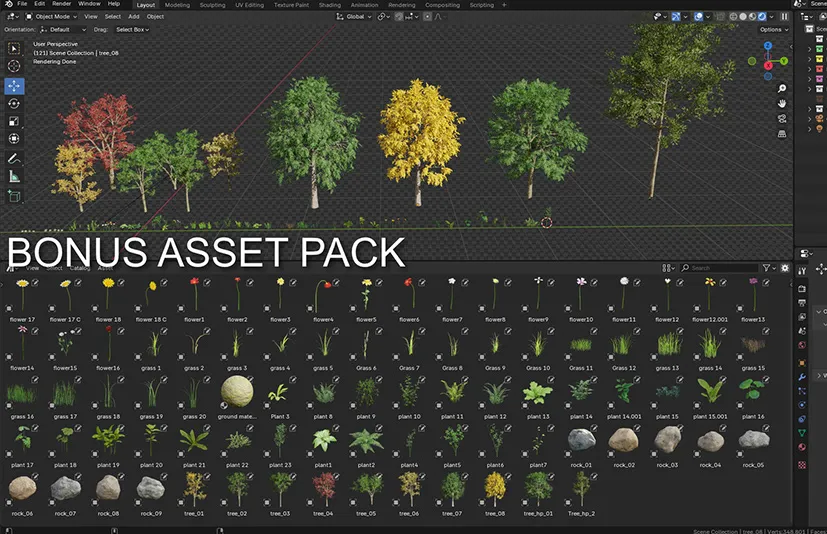 Blender自然植物资产包 - Nature Asset Pack