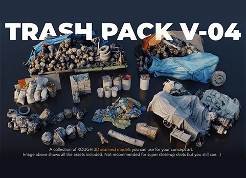Blender3D扫描资产04 - Trash Pack V-04 - 3D scanned Kitbash assets