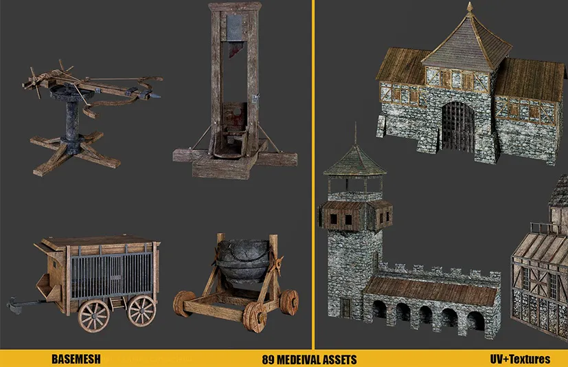 89个中世纪资产+纹理VOL1-BaseMesh 89 MEDIEVAL Assets+Texture Vol 1