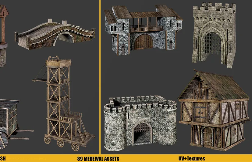 89个中世纪资产+纹理VOL1-BaseMesh 89 MEDIEVAL Assets+Texture Vol 1