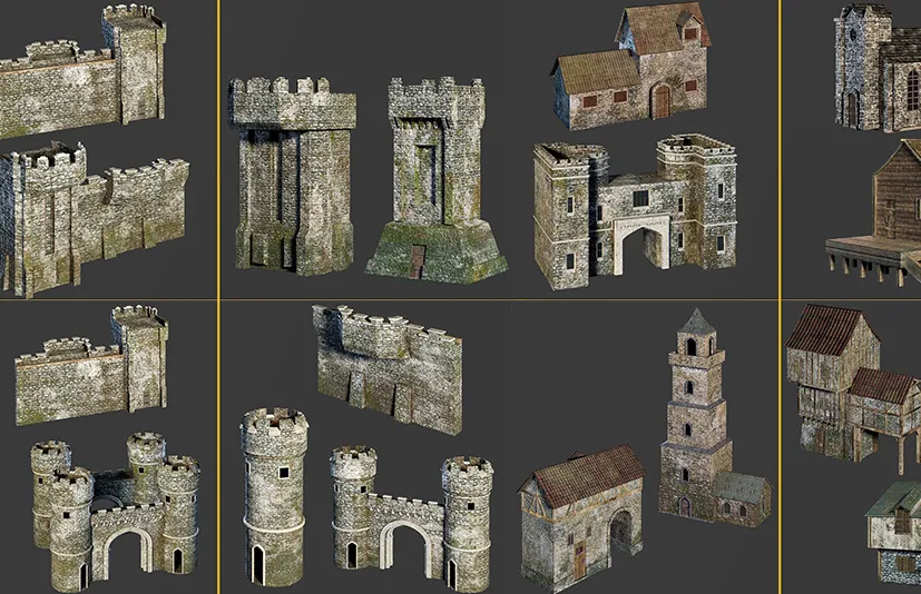 中世纪资产+纹理vol2-BaseMesh: MEDIEVAL Assets+Texture Vol 2