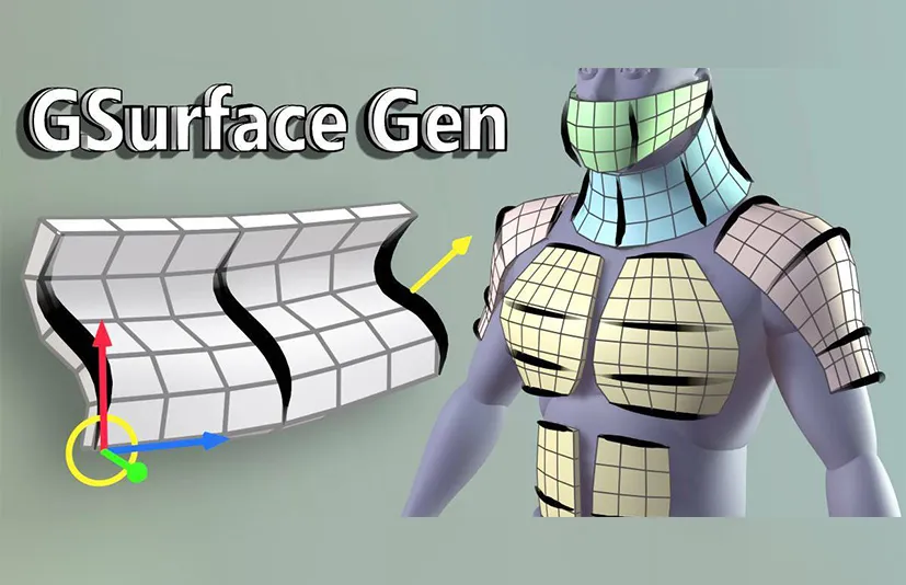 Blender蜡笔创建网格绘制曲面插件 - Gsurface Gen v1.1