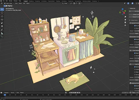 Blender水彩渲染器 - Watercolor Renderer v2.5.1