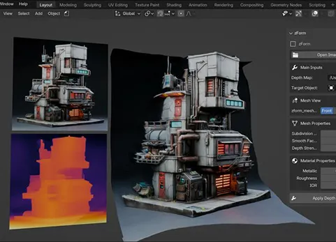 Blender一键深度图视频图像转换3D网格模型插件 - Zform v1.0.4