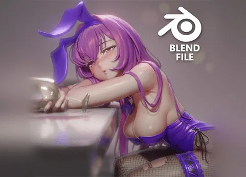 Blender斯卡哈人物模型材质源文件含T姿势绑定动画 - Scathach