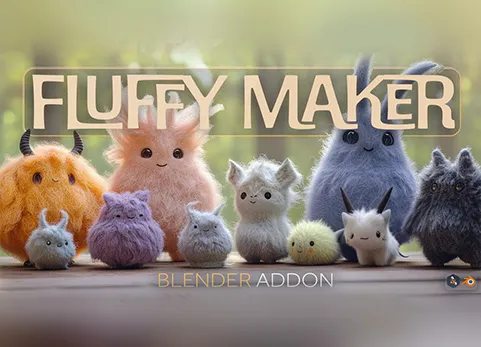 Blender一键毛绒玩具材质皮毛发蓬松 - Fluffy Maker v1.0