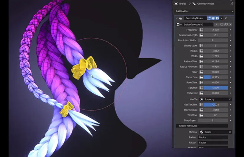 Blender头发辫子制作插件 Braids Generator v5.1.1