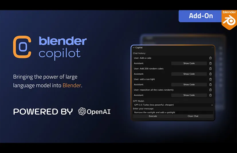 Blender桥接ChatGPT AI插件 - Blender Copilot (Blender Gpt)