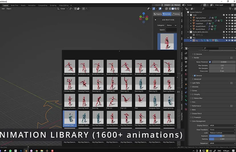 Blender模型绑定动画预设库插件 Pupa Animate Pro V1.4.2