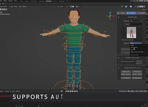 Blender模型绑定动画预设库插件 Pupa Animate Pro V1.4.2